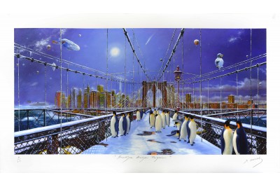 Brooklin bridge pinguin - Estampe numérigraphique - Dominique Vervisch