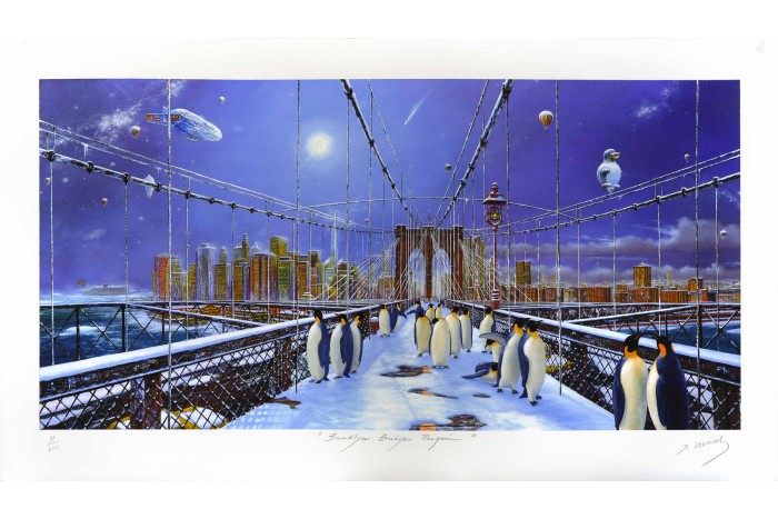 Brooklin bridge pinguin - Estampe numérigraphique - Dominique Vervisch
